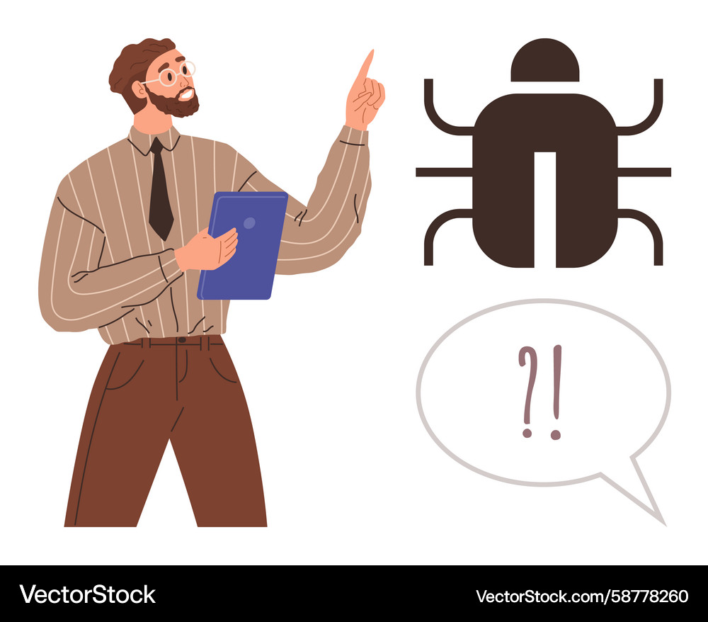 Developer Debugging Software Bug Vector Image