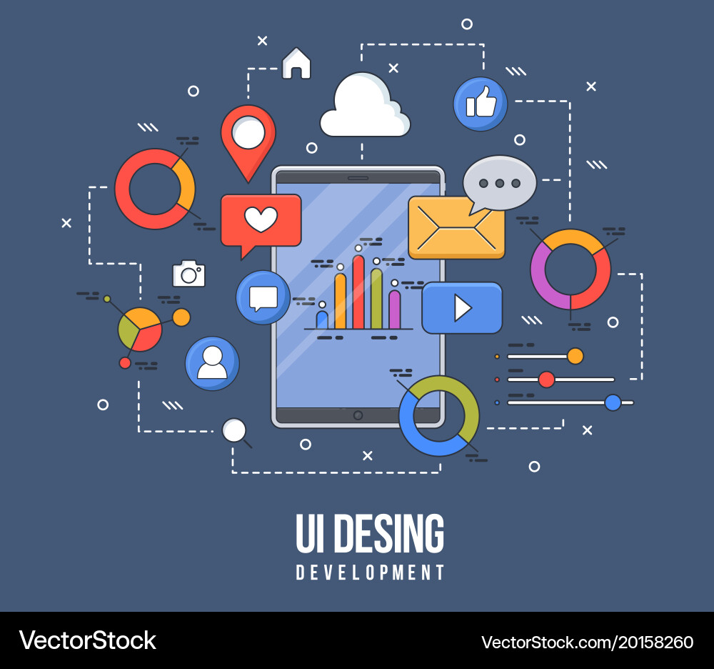 Flat for ui-ux design web vector image