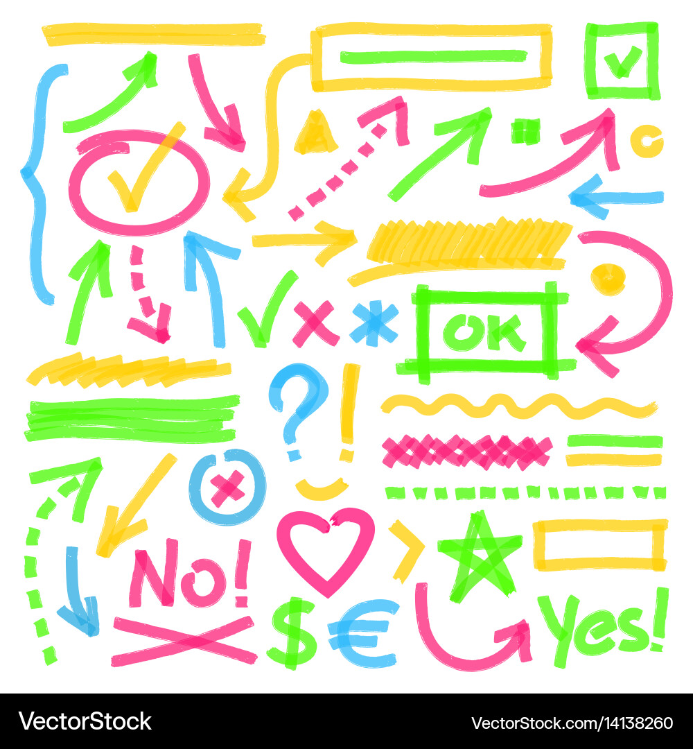 Marker Strokes and Symbols Vector Image