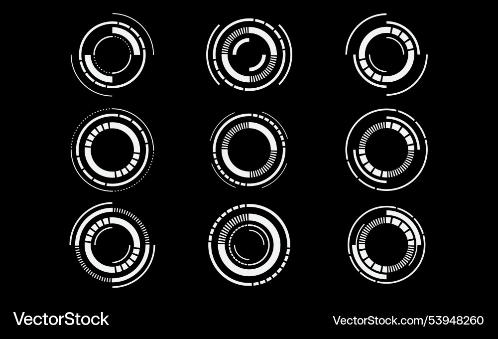 Set of sci fi white circle user interface Vector Image