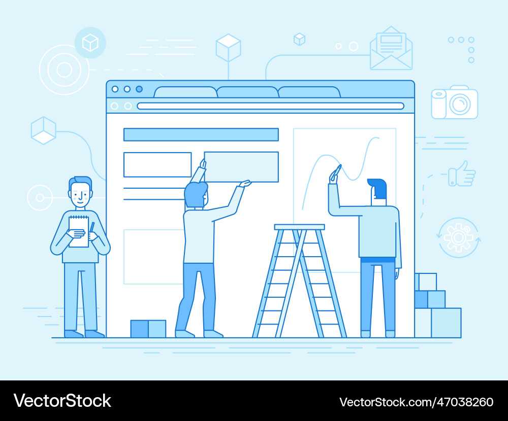 Webdesign und Benutzeroberflächenentwicklungskonzept Webdesign und Benutzeroberflächenentwicklungskonzept vektorbild