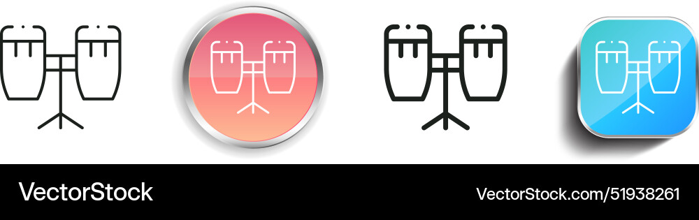Bongo icon thin linear regular and button style Vector Image
