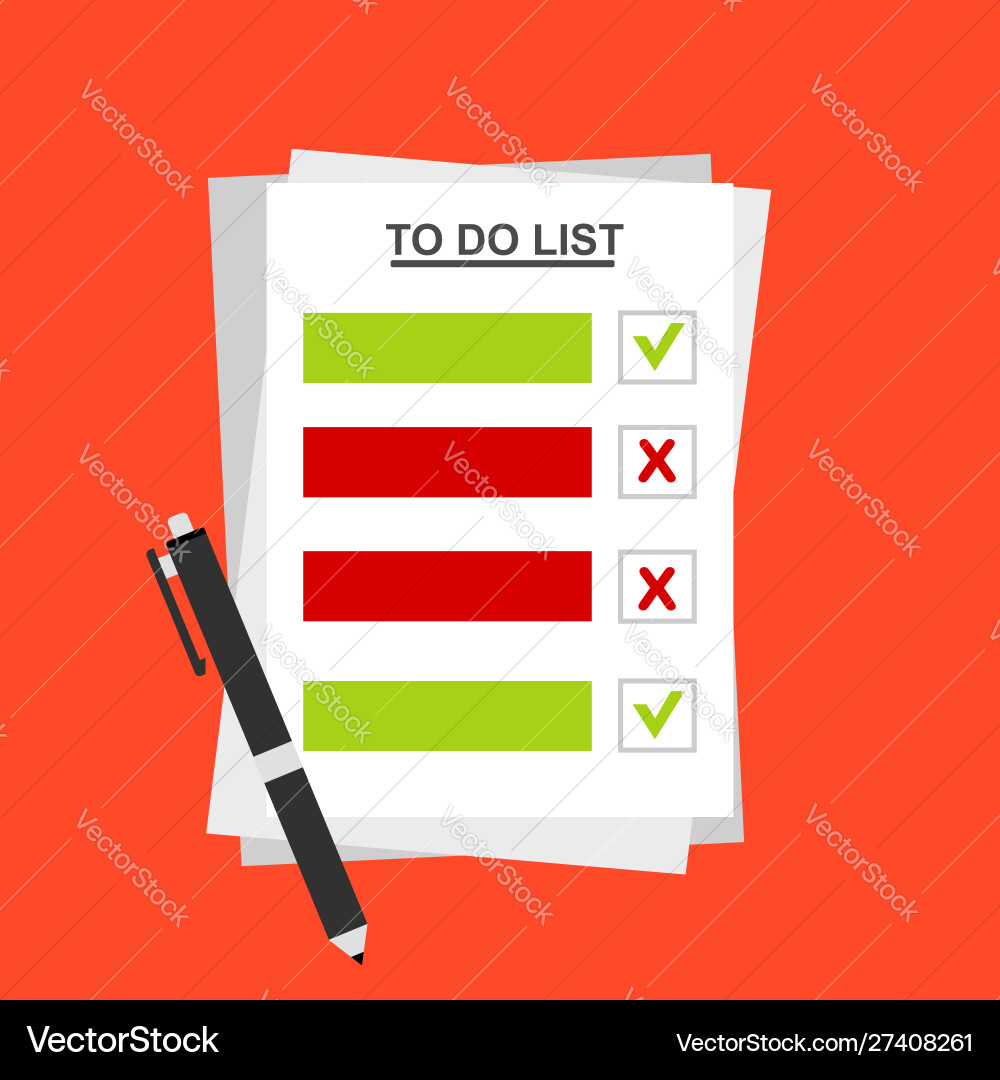 Checklist on to do list form with man signing Checklist on to do list form with man signing vector image