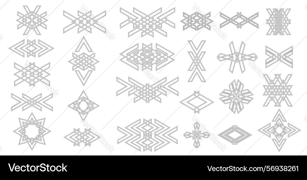 Collection of abstract geometric line art patterns vector image