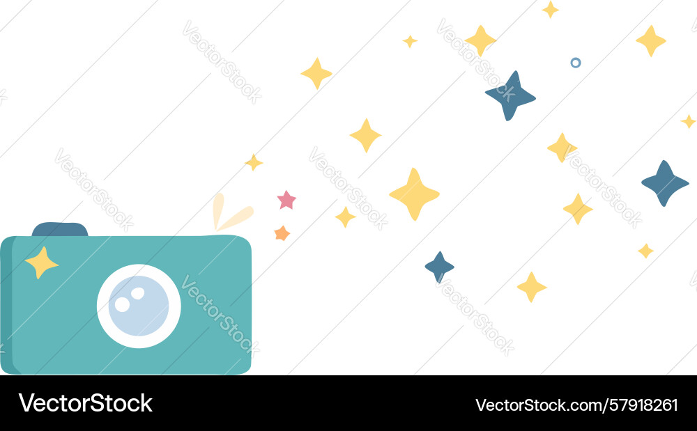 Green camera with simple star-dot pattern design Vector Image