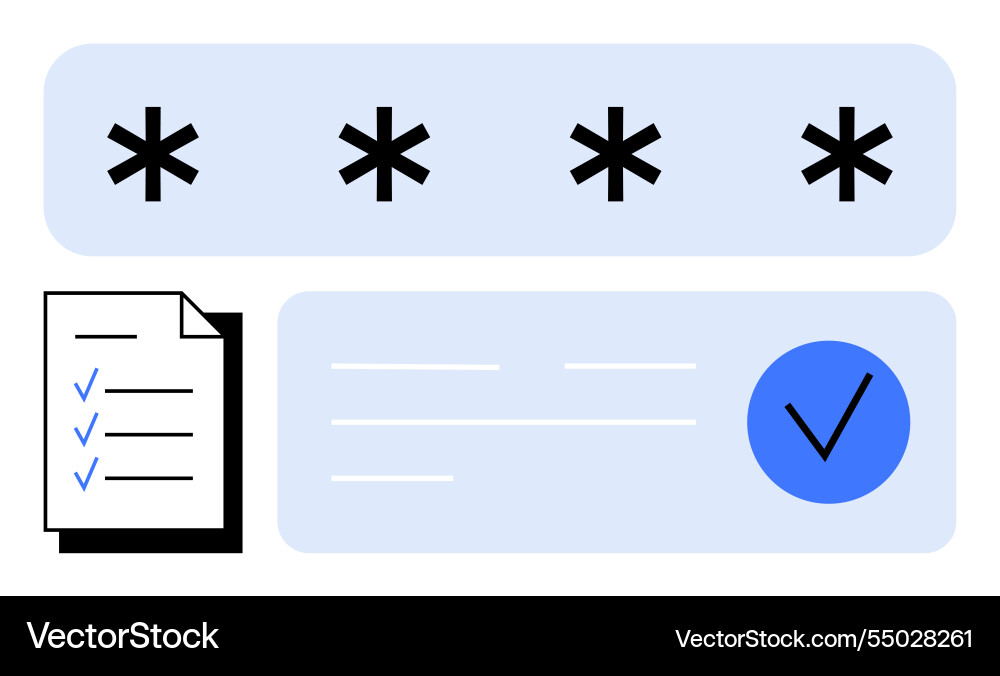 Password entry with checklist and verification Password entry with checklist and verification Vector Image