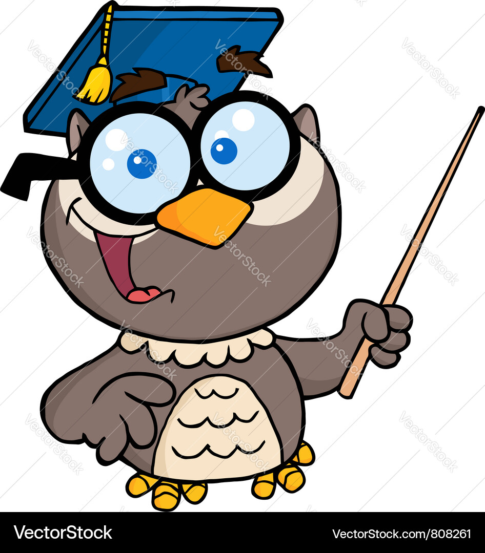 Professor owl holding a pointer stick Vector Image