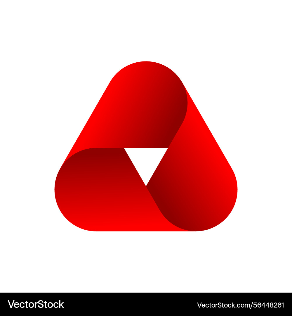 Red gradient triangle loop icon on white vector image