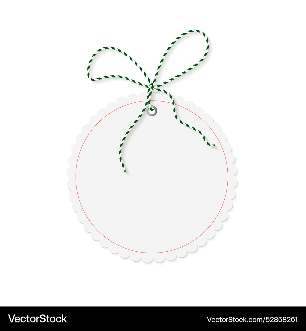 Scalloped round price tag with green string vector image