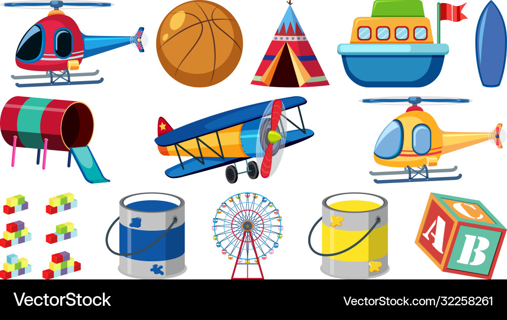 Set various objects cartoon Set various objects cartoon vector image