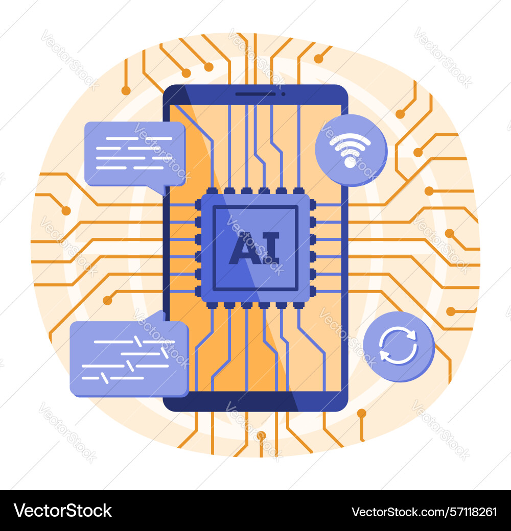 Smartphones Mikrochip mit ai cpu Programmsystem Smartphones Mikrochip mit ai cpu Programmsystem vektorbild