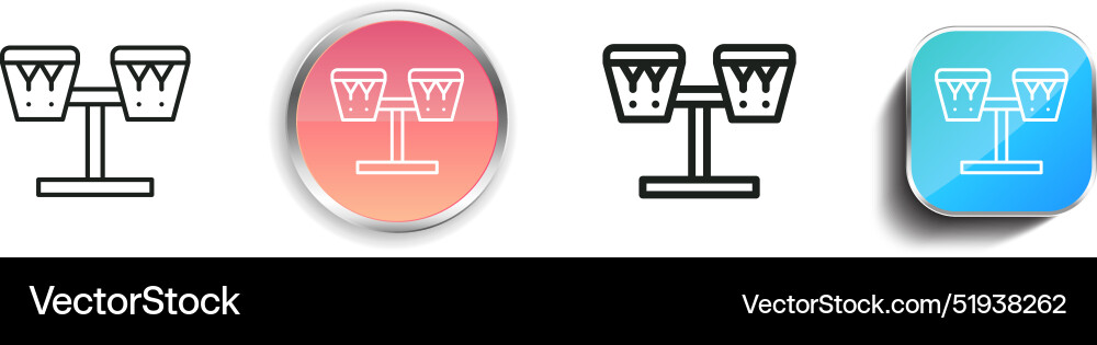 Bongo icon thin linear regular and button style vector image
