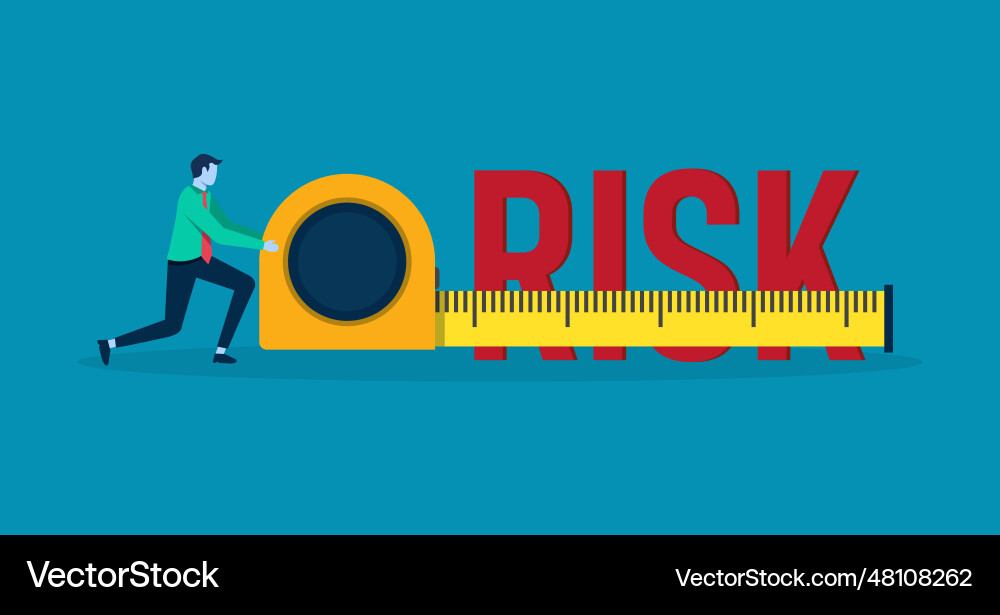 Businessman measure the word risk with measuring Businessman measure the word risk with measuring vector image