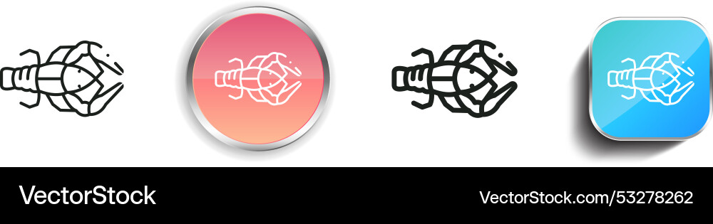 Crayfish icon thin linear regular and button vector image