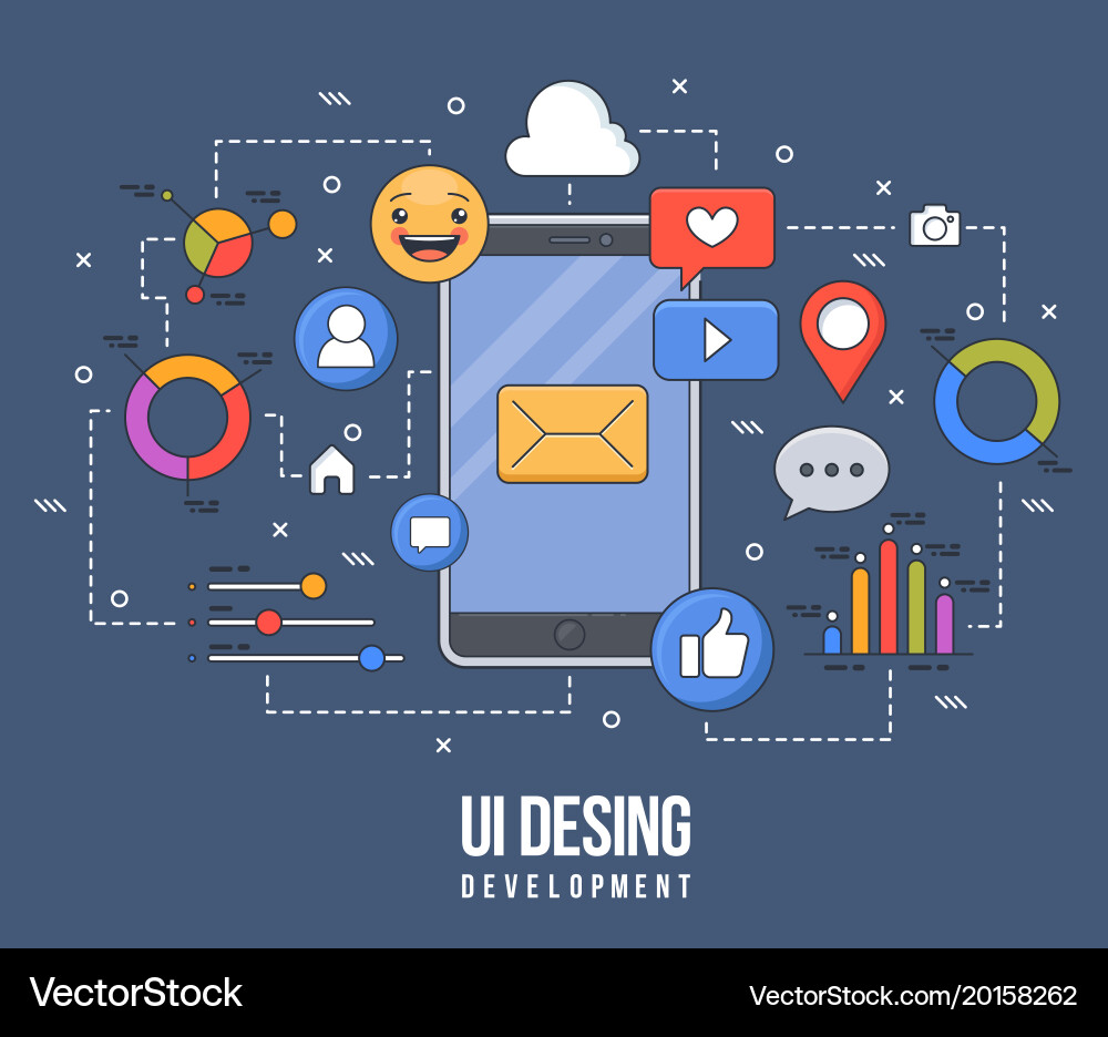 Flat for ui-ux design web vector image