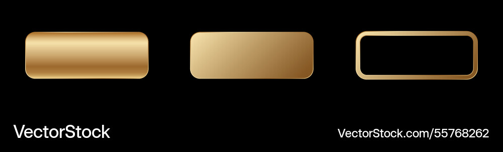 Shiny golden rectangle buttons in various design Vector Image