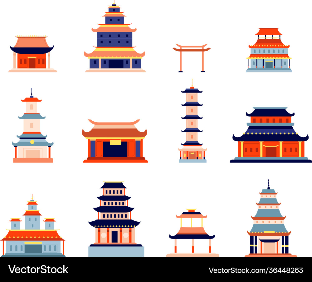 Architektur des chinesischen Tempels Vektorbild