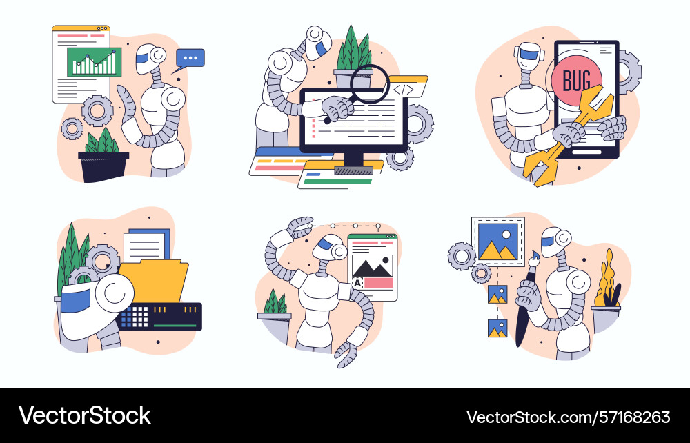 Artificial intelligence concept set for web design Artificial intelligence concept set for web design vector image