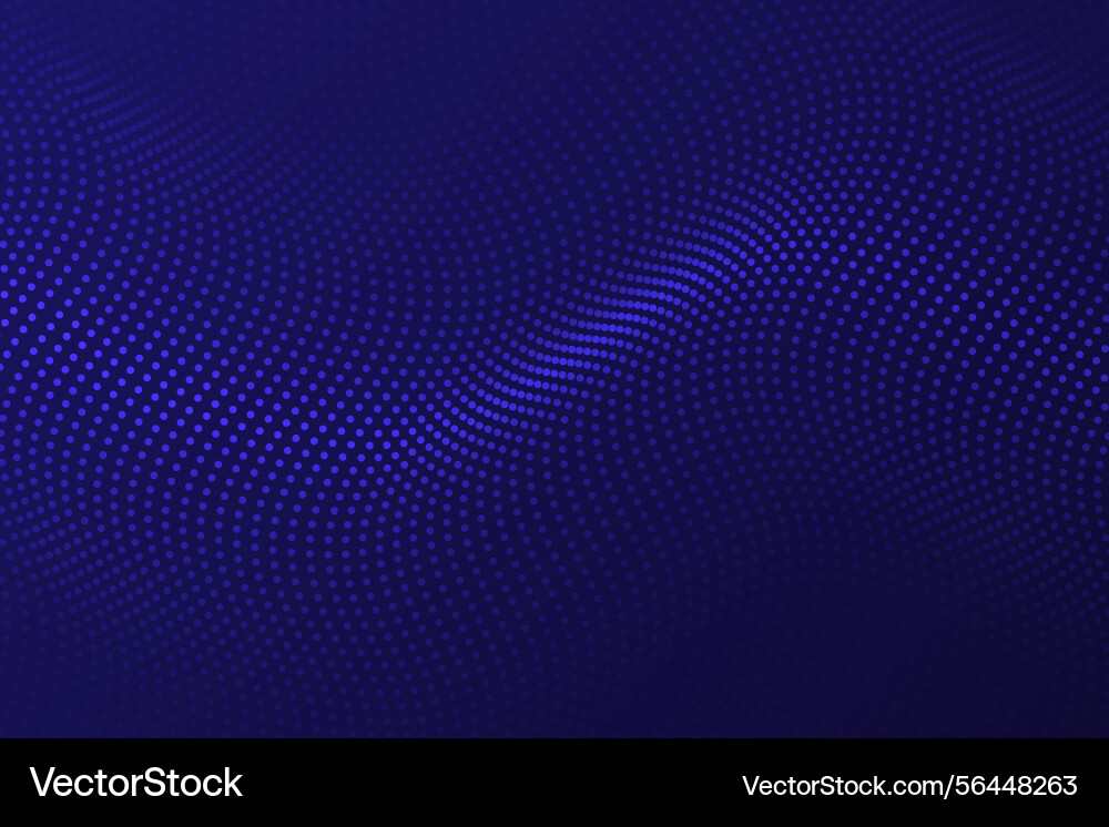 Blue dotted wave pattern on deep background Vector Image