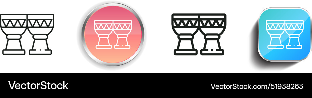 Bongos icon thin linear regular and button style vector image