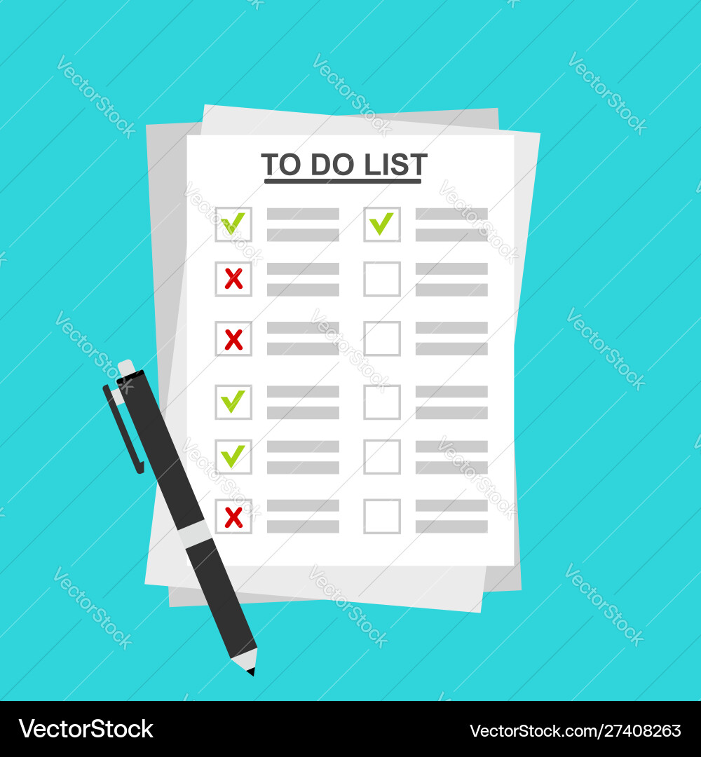 Checklist on to do list form with man signing Checklist on to do list form with man signing vector image
