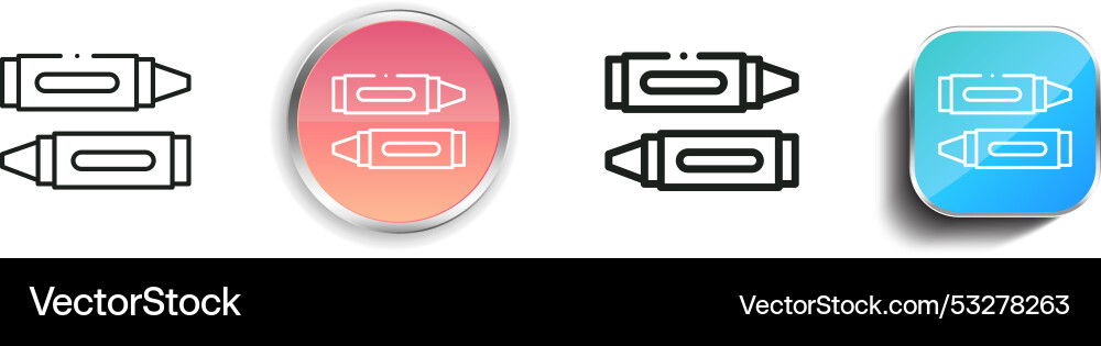 Crayon icon thin linear regular and button style Crayon icon thin linear regular and button style vector image