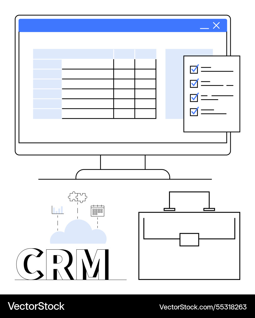 Crm dashboard with data table task checklist Crm dashboard with data table task checklist vector image