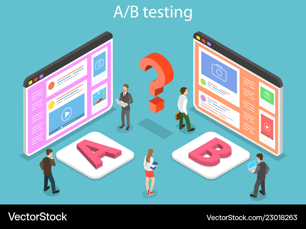Isometric flat concept of ab testing split Isometric flat concept of ab testing split vector image