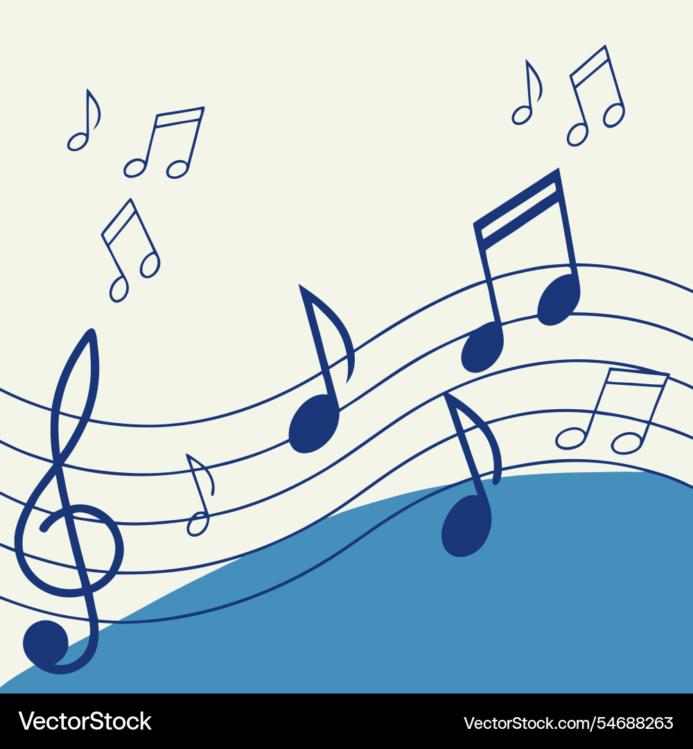 Music notes on a soft gradient background harmony vector image