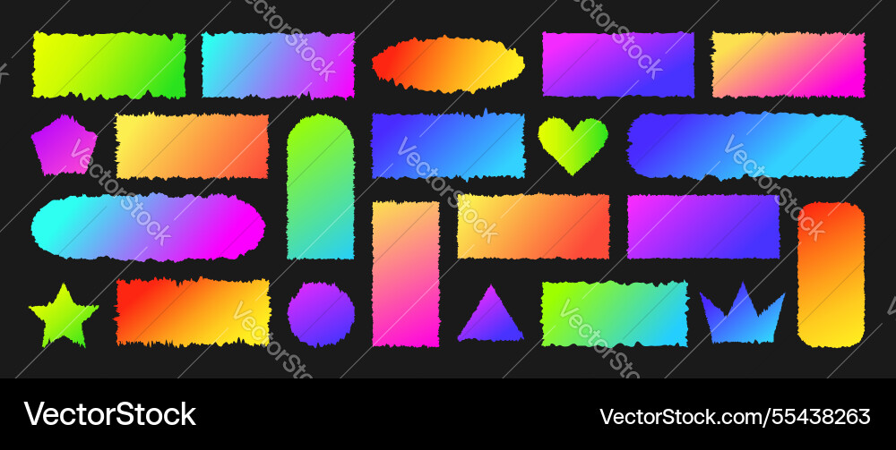 Set of gradient jagged rectangle torn paper sheet Set of gradient jagged rectangle torn paper sheet vector image