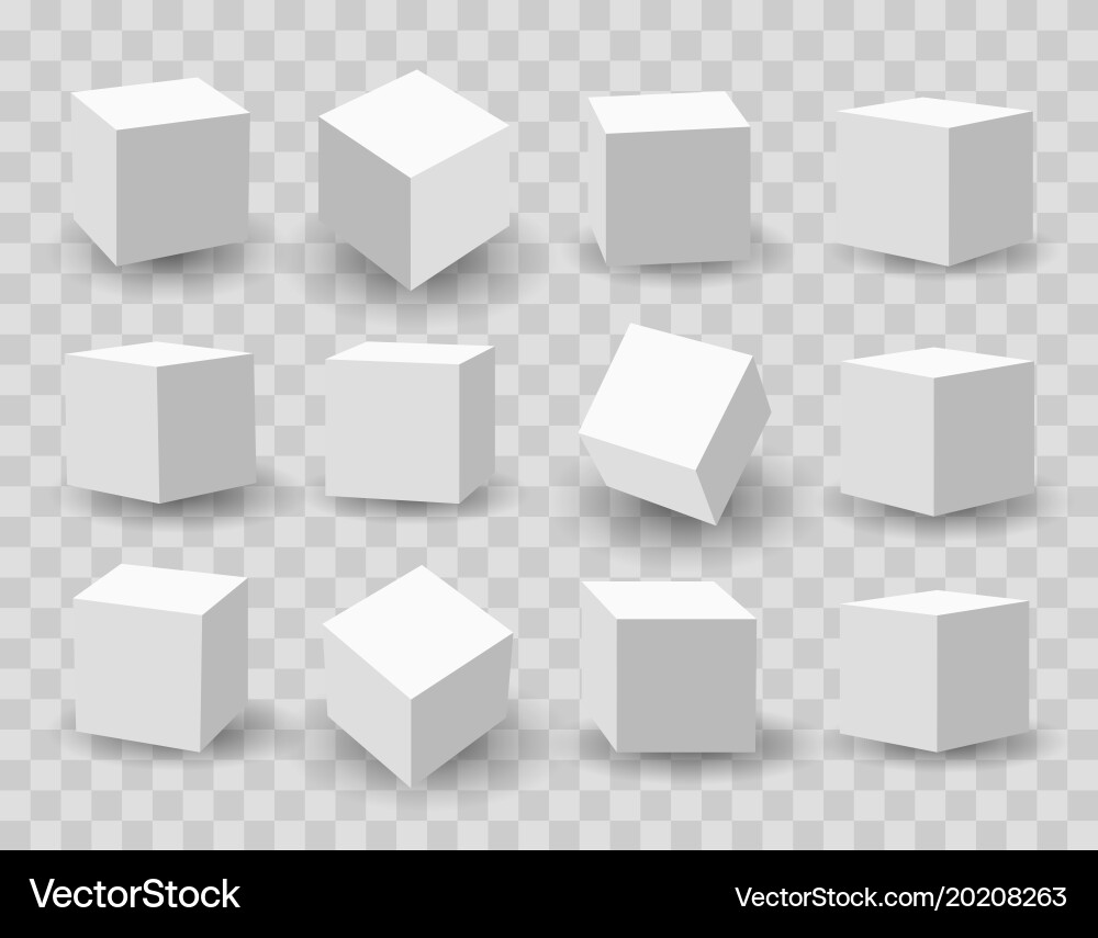White 3D Modeling Cubes vector image