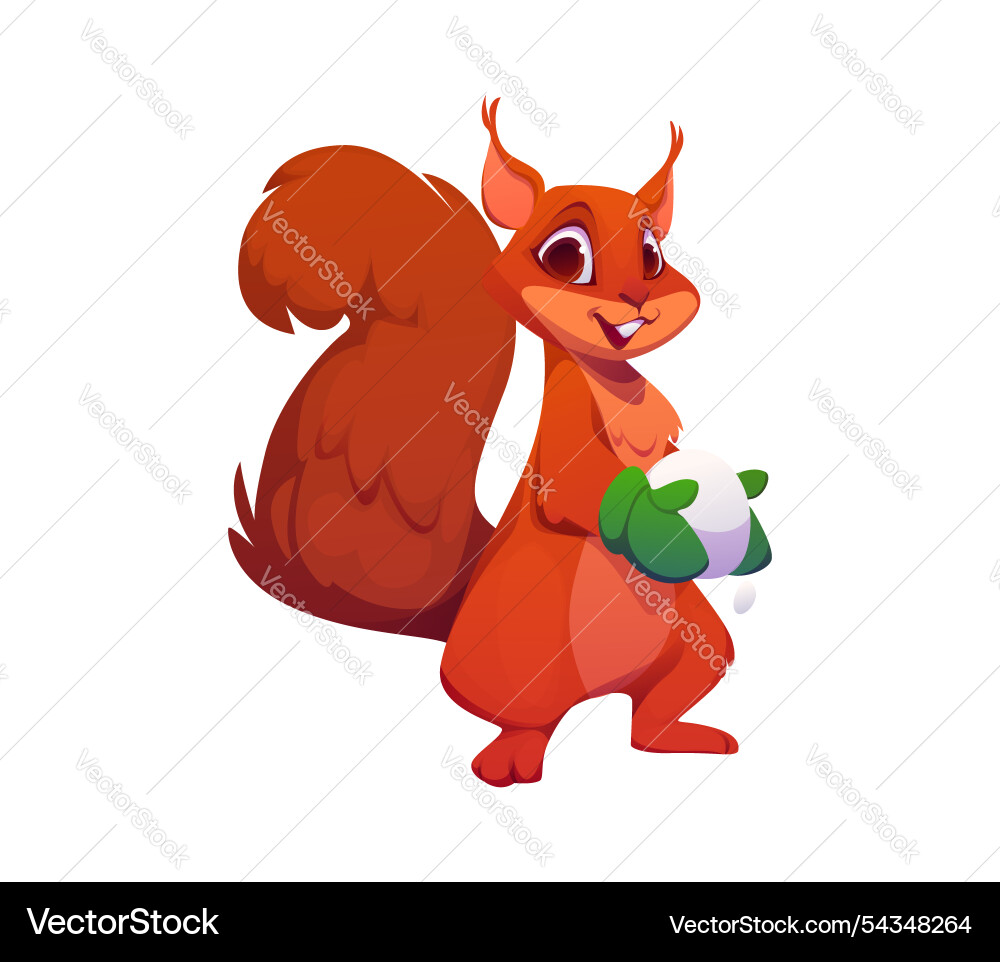 Cartoon Weihnachten Eichhörnchen Tier halten Schneeball Cartoon Weihnachten Eichhörnchen Tier halten Schneeball vektorbild