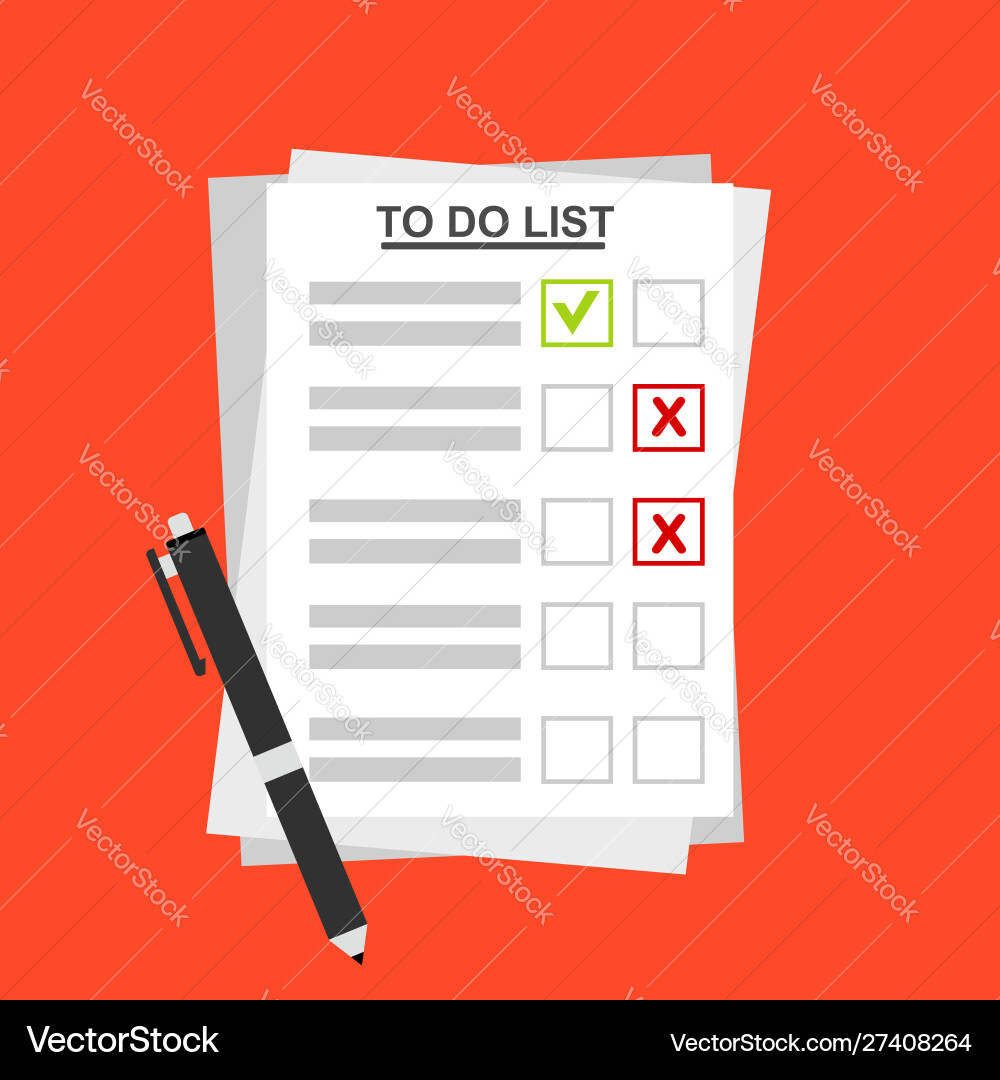 Checklist on to do list form with man signing Checklist on to do list form with man signing vector image