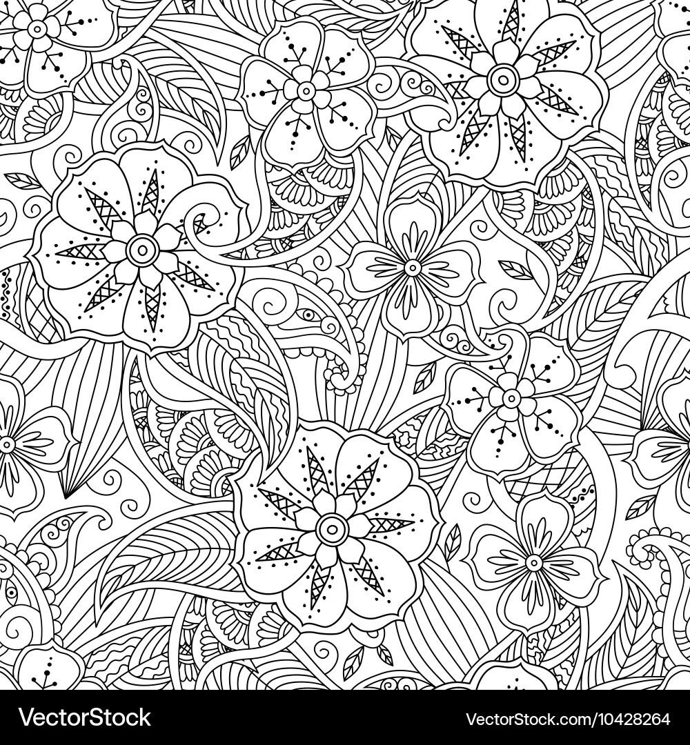 Floral Paisley Doodle Pattern vector image