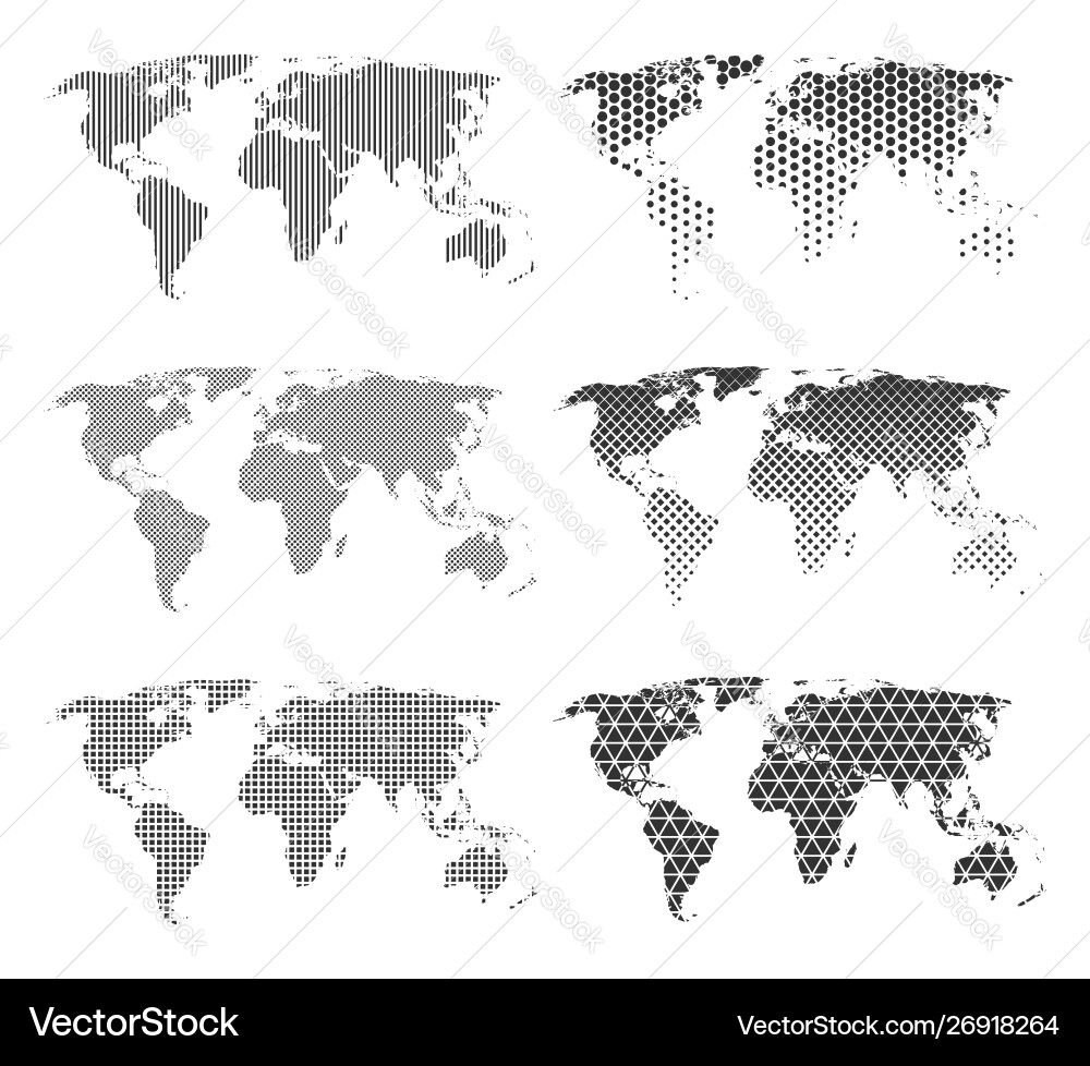 Geometric World Maps - Dot Patterns vector image