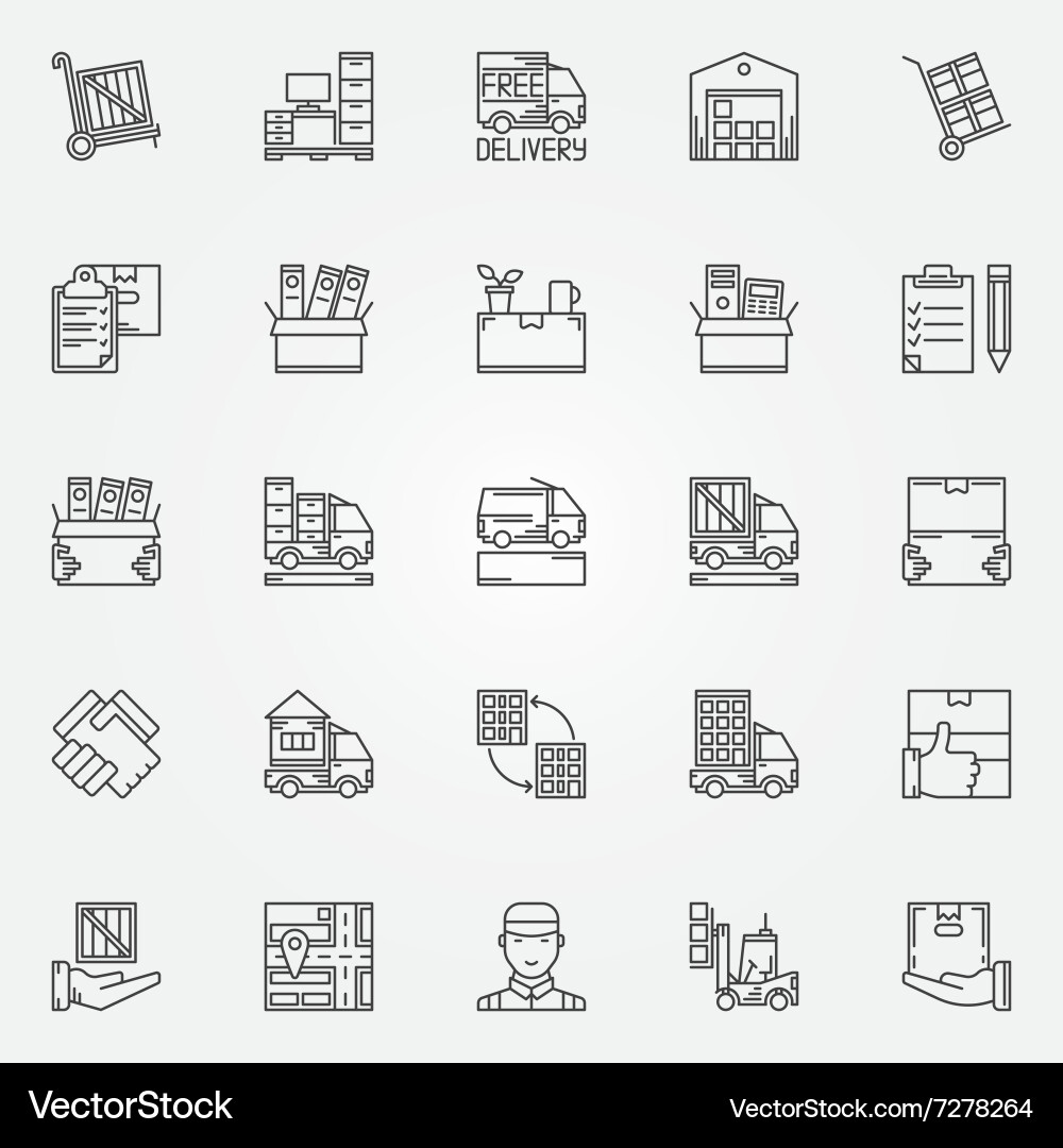 Moving Service Icons - Transport & Logistics Vector Image