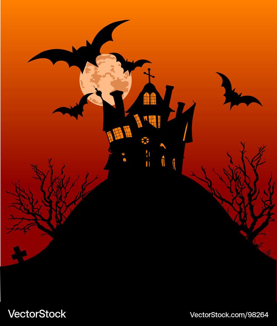 Spooky Halloween Haus Vektorbild