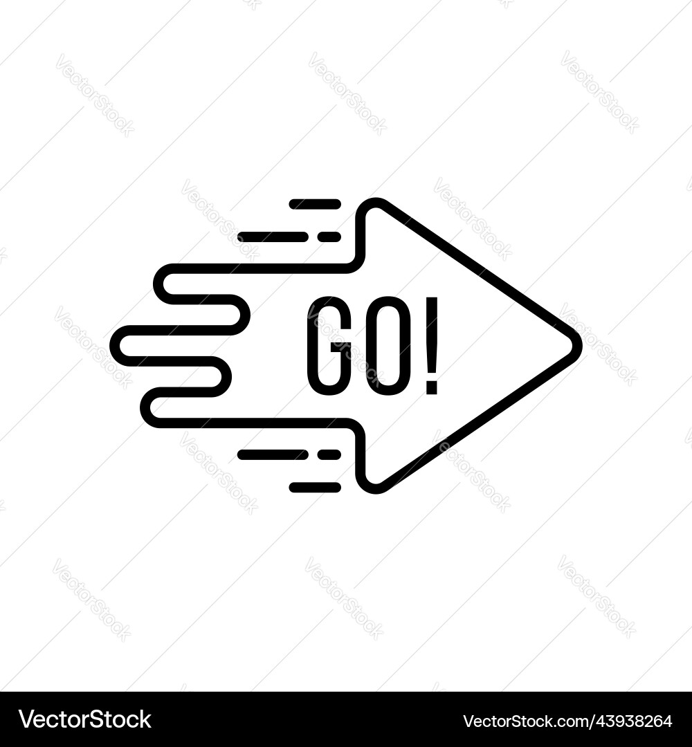 Thin line simple arrow with go action Thin line simple arrow with go action vector image