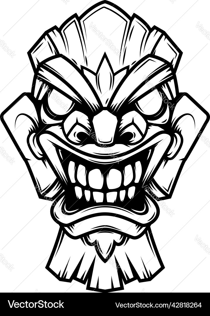 Tiki statue in monochrome style design element vector image