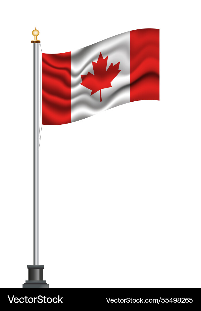 Canadian flag waving on a flagpole Canadian flag waving on a flagpole vector image