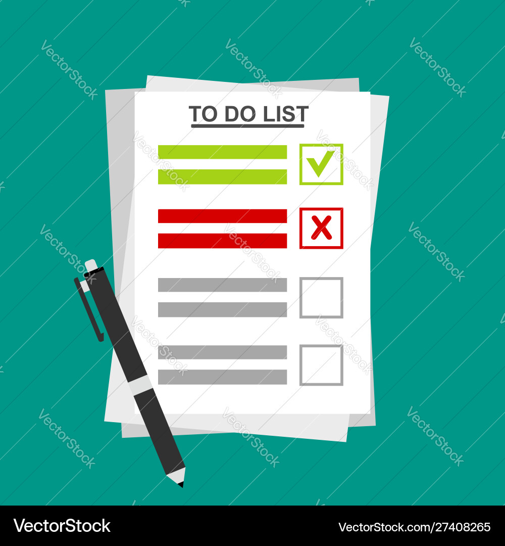 Checklist on to do list form with man signing Checklist on to do list form with man signing vector image