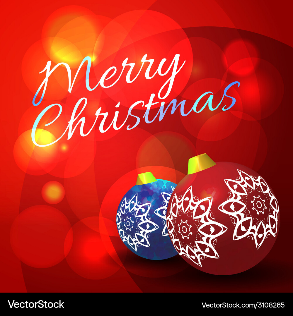 Christmas balls on abstract bokeh background Vector Image