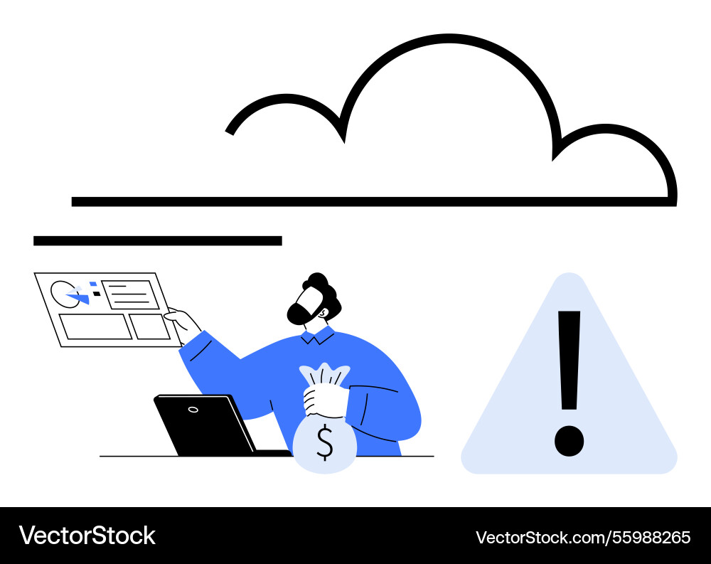Cloud data management with security alert Cloud data management with security alert vector image