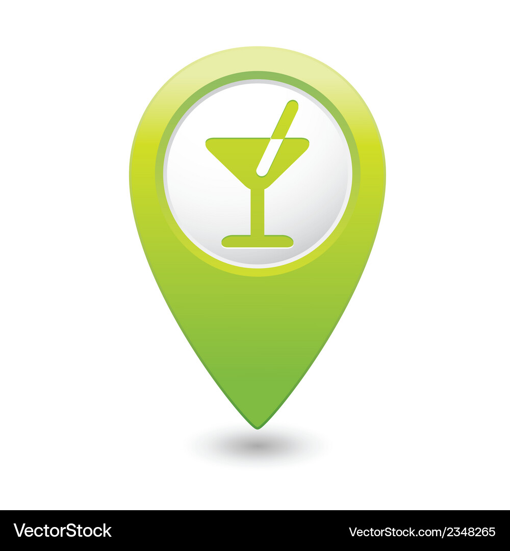 Cocktail Map Pointer Icon Vector Image