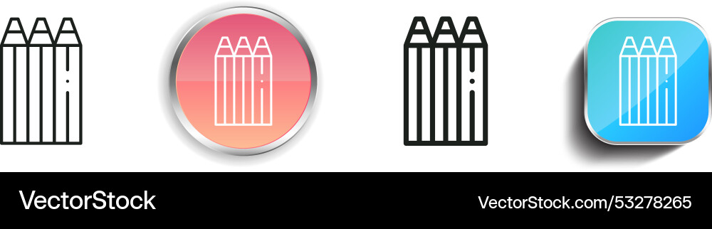 Crayons icon thin linear regular and button style Crayons icon thin linear regular and button style vector image