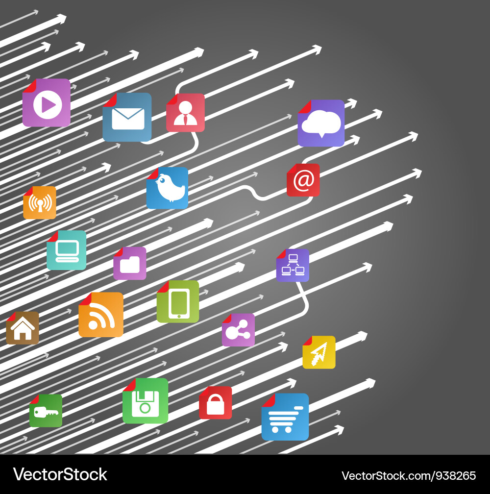 Digital Arrows with Apps Icons Vector Image