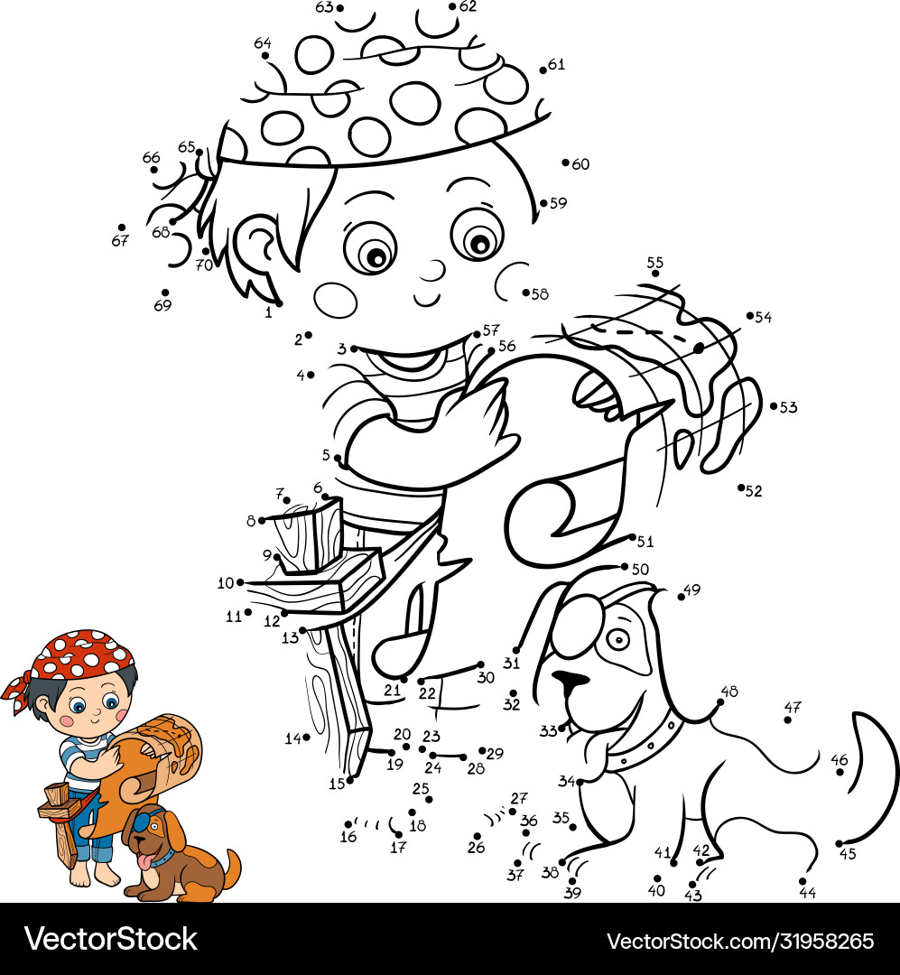 Numbers game for children pirate Numbers game for children pirate vector image