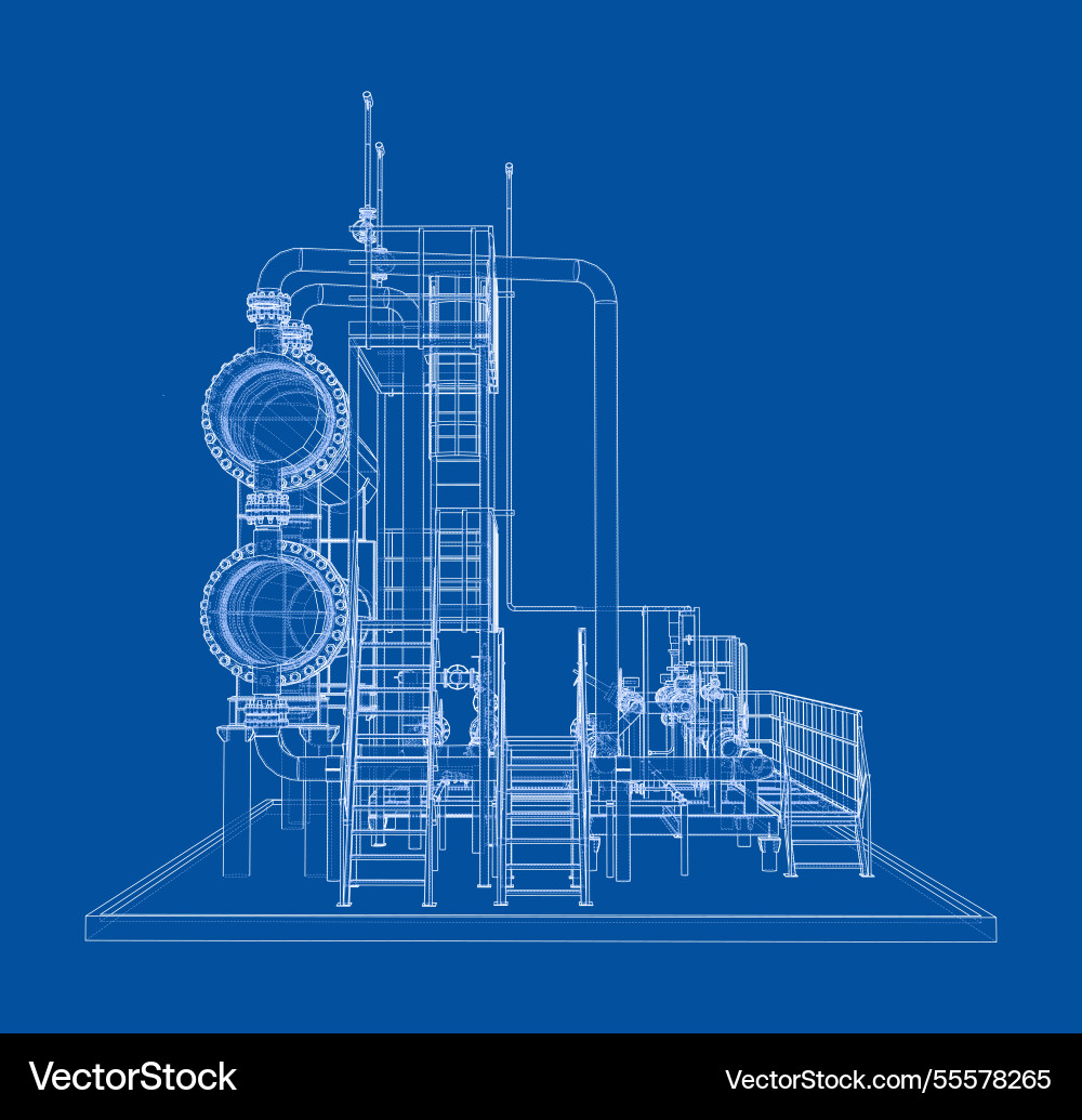 Petroleum heater exchanger rendering of 3d Petroleum heater exchanger rendering of 3d vector image