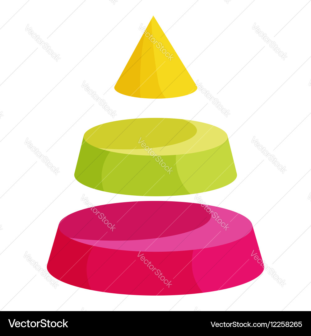 Pyramid divided into three segment layers icon Vector Image