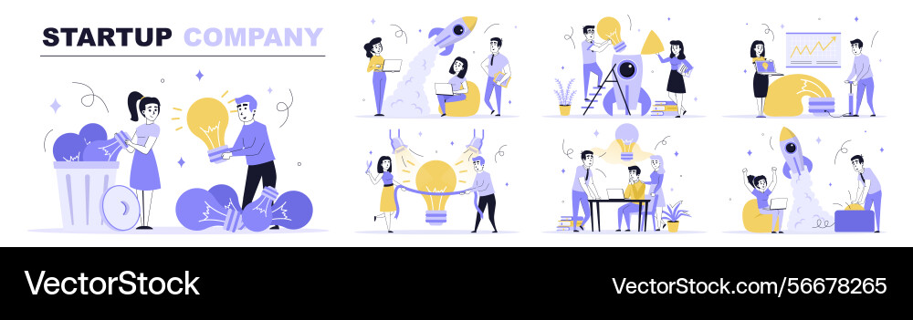 Startup company concept set in flat web design Startup company concept set in flat web design vector image